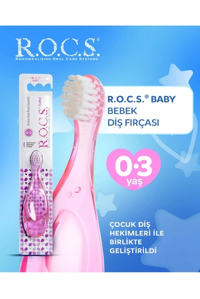 Rocs Baby 0-3 Yaş Bebek Diş Fırçası - Pembe ürün görseli 1