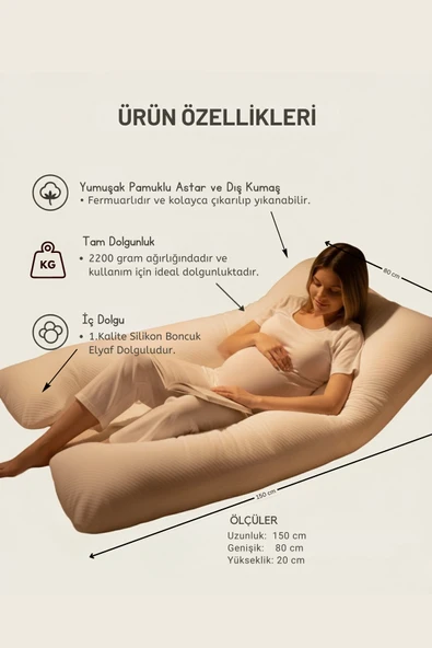 5 Farklı Bölge Destekli Hamile Yastığı, Emzirme Yastığı Çok Amaçlı Ergonomik Vücut Yastığı - Resim 2