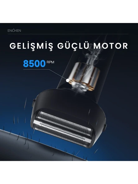Enchen MS001 Siyah Dijital Ekranlı Ultra Yakın Kesim Folyo Başlıklı Şarjlı Tıraş Makinesi - Resim 3
