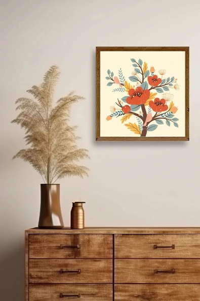 Çiçek Ahşap Çerçeveli Tablo 50 x 50 - Resim 2