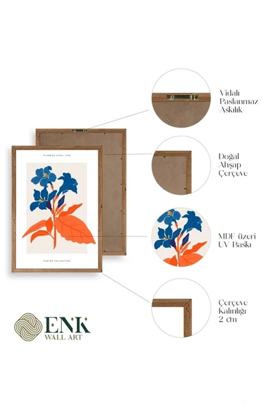 Çiçekler Ahşap Çerçeveli Tablo 30 x 42 - Resim 4