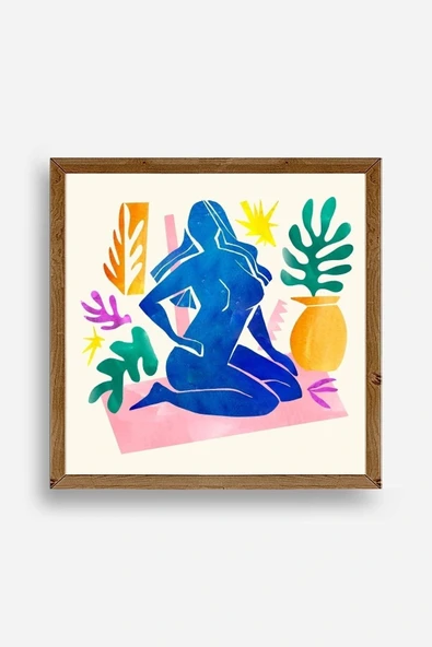 Kadın Ahşap Çerçeveli Tablo 50 x 50 ürün görseli 1