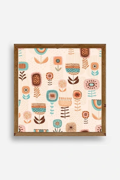 Çiçekler Ahşap Çerçeveli Tablo 50 x 50 ürün görseli 1
