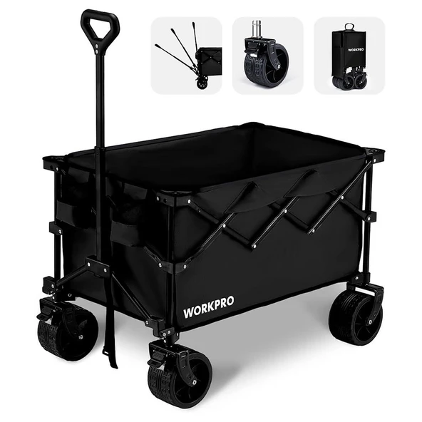WORKPRO WP285016 100Kg 4 Tekerli Katlanabilir Ağır Hizmet Taşıma Arabası / Plaj Arabası ürün görseli 1