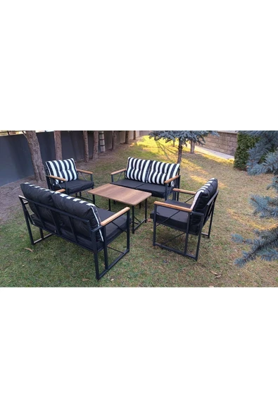 Kırlenta LİVA ZEBRA 2+2+1+1 + SEHPA BAHÇE , BALKON , TAKIMI MOBİLYASI ürün görseli 1