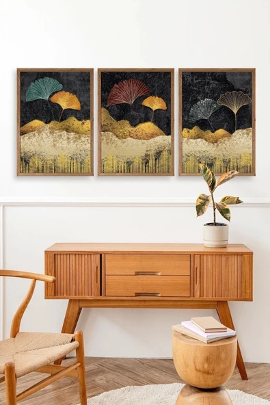 Manzara Üçlü Ahşap Çerçeveli Tablo 17 x 23 - Resim 3