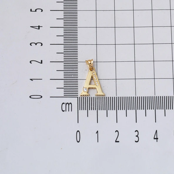 Lettera A Harfi 14 Ayar Altın Kolye Ucu - Resim 6