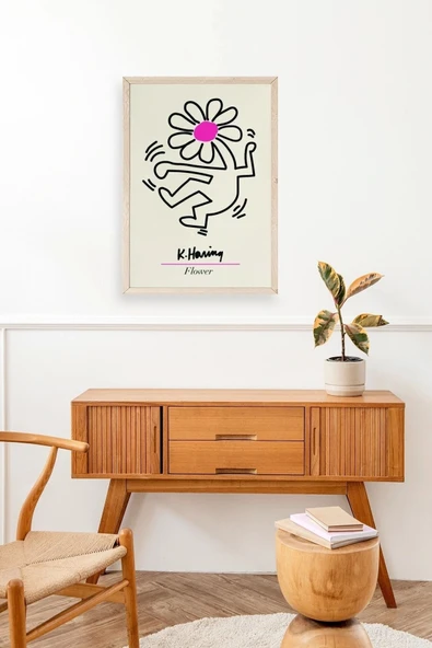 Soyut Çiçek Adam Ahşap Çerçeveli Tablo 30 x 42 - Resim 3