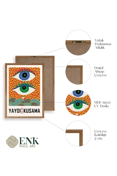 Yayoi Kusama Ahşap Çerçeveli Tablo 23 x 30 - Resim 4