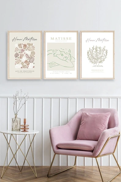 Matisse Üçlü Ahşap Çerçeveli Tablo 50 x 70 - Resim 2