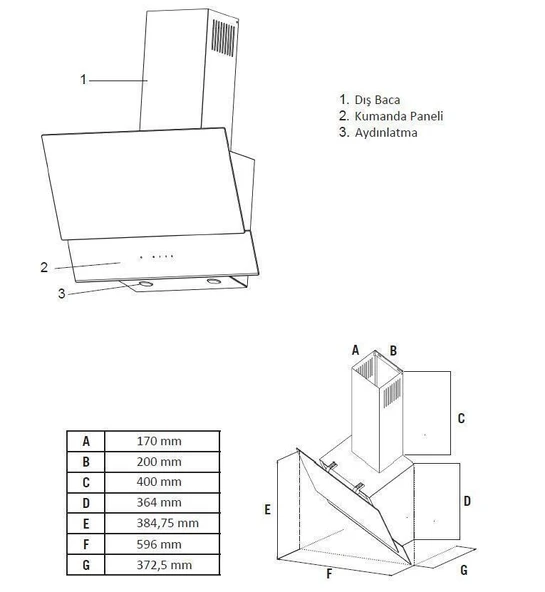Simfer Siyah Cam 2'li Ankastre Set (3653 Ocak + 8611 Davlumbaz) - Resim 5