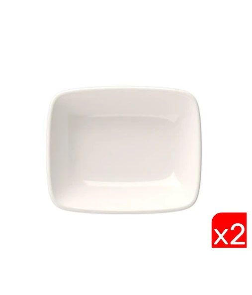 Tabak Evi Porselen Quadro Dikdörtgen Kayık Tabak 12x8,50cm 2 li ürün görseli 1