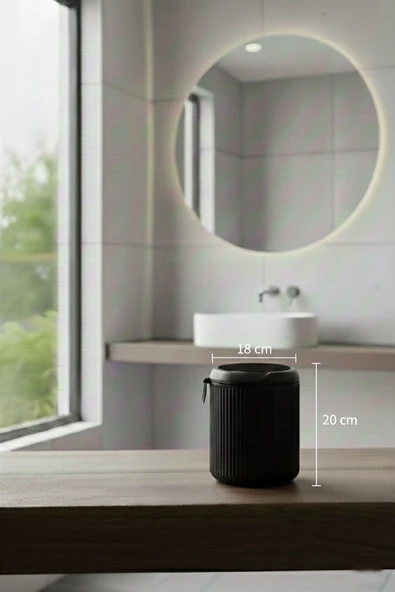 Lines Serisi Siyah Banyo Seti, 2 Parça Oval Akrilik 4 Litre Çöp Kovası, 3000 - Resim 6