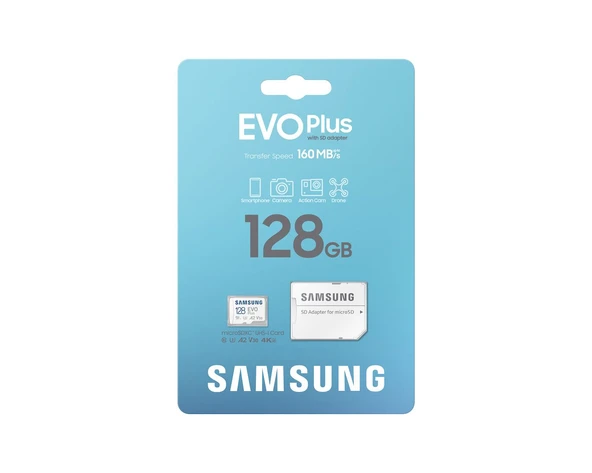 128GB SAMSUNG EVO PLUS MICROSDXC UHS-I U3 V30 A2 160MB/s MB-MC128SA/TR - Resim 4