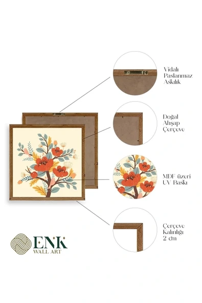 Çiçek Ahşap Çerçeveli Tablo 50 x 50 - Resim 4