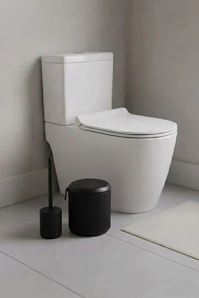 Lines Serisi Siyah Banyo Seti, 2 Parça Oval Akrilik 4 Litre Çöp Kovası, 3000 - Resim 3