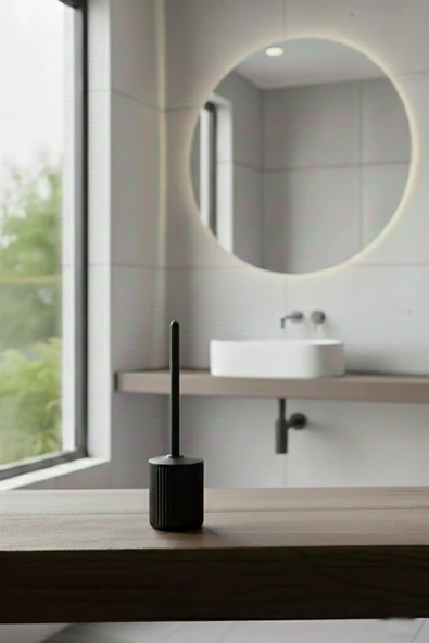 Lines Serisi Siyah Banyo Seti, 2 Parça Oval Akrilik 4 Litre Çöp Kovası, 3000 - Resim 7