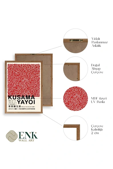 Yayoi Kusama Ahşap Çerçeveli Tablo 23 x 30 - Resim 4
