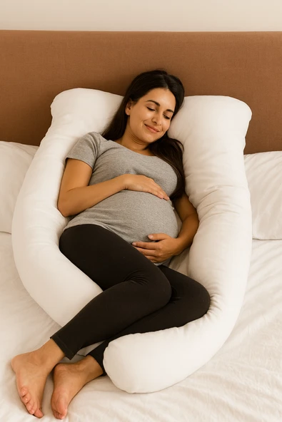 5 Farklı Bölge Destekli Hamile Yastığı, Emzirme Yastığı Çok Amaçlı Ergonomik Vücut Yastığı - Resim 3