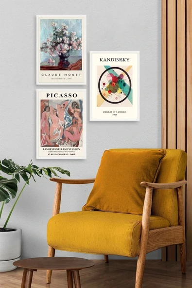 Ünlü Tablolar Üçlü Ahşap Çerçeveli Tablo 40 x 60 - Resim 3