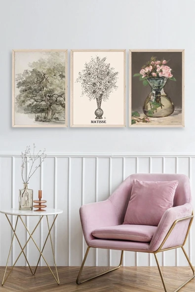 Matisse Üçlü Ahşap Çerçeveli Tablo 50 x 70 - Resim 2