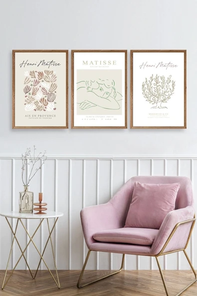 Matisse Üçlü Ahşap Çerçeveli Tablo 50 x 70 - Resim 2