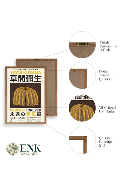 Yayoi Kusama Ahşap Çerçeveli Tablo 30 x 42 - Resim 4