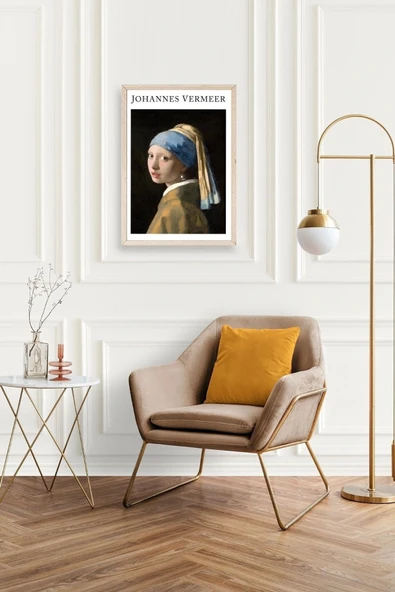 İnci Küpeli Kız Ahşap Çerçeveli Tablo 30 x 42 - Resim 2