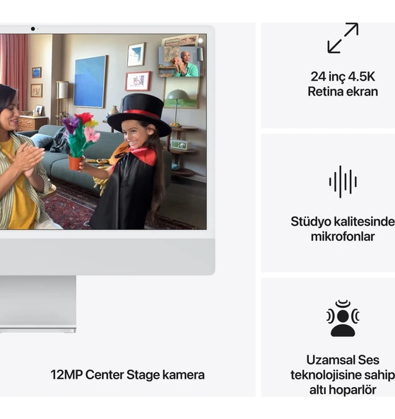 Apple iMac M4 Çip 16GB 256GB SSD macOS 24" All In One Bilgisayar MD3H4TU/A Gümüş - Resim 7