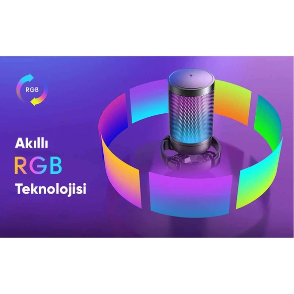 Fifine Ampligame A6TW RGB Yayıncı USB Beyaz Mikrofon Seti A6TW - Resim 3