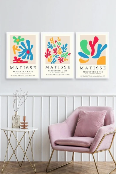 Matisse Üçlü Ahşap Çerçeveli Tablo 40 x 60 - Resim 2