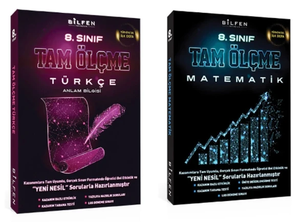 BİLFEN 8. Sınıf Tam Ölçme Türkçe - Matematik Soru Bankası (2 Kitap) ürün görseli 1