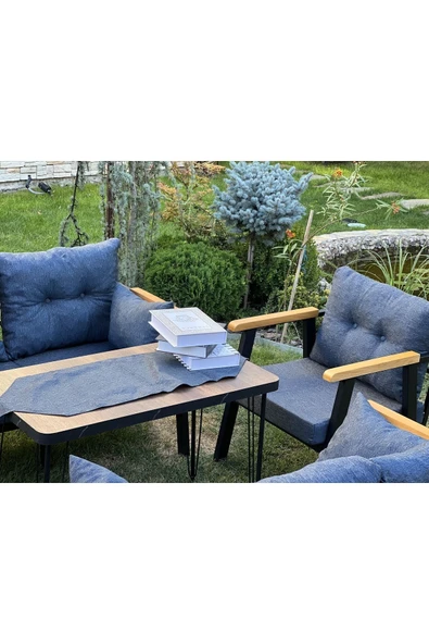 Kırlenta ERCİYES 2+2+1+1+MASA MAVİ (MİDHNİGHT) BAHÇE TAKIMI BAHÇE MOBİLYASI - Resim 3