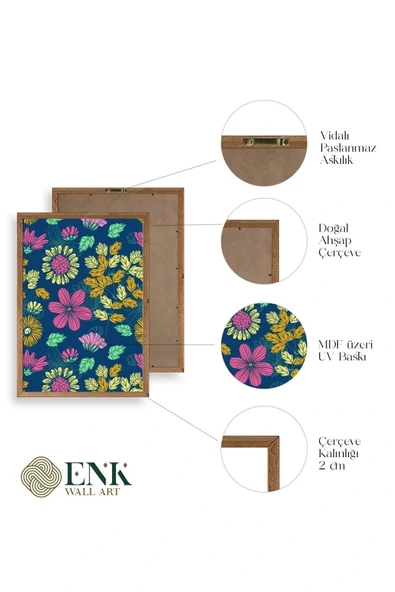 Çiçekler Ahşap Çerçeveli Tablo 23 x 30 - Resim 4