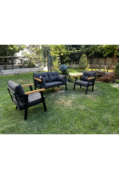 Kırlenta ERCİYES 2+1+1 ANTRASİT BAHÇE TAKIMI BAHÇE MOBİLYASI ürün görseli 1