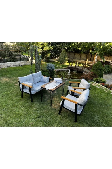 Kırlenta Erciyes 2 1 1 Masa Gri Bahçe Takımı Bahçe Mobilyası ürün görseli 1