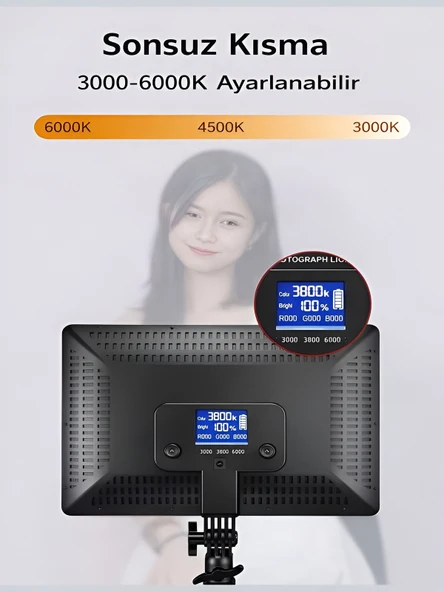 14 İnç Kare Soft Işık LED Panel Profesyonel Makyaj Fotoğraf Video Çekim Işığı Tripodlu - Resim 2