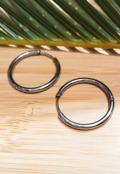 Monalisa Home 20mm Gümüş Renk  Halka Unisex Çelik Küpe ürün görseli 1