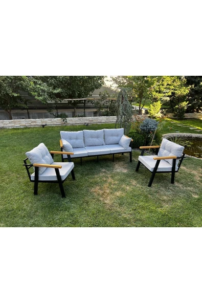 Kırlenta ERCİYES 3+1+1 GRİ BAHÇE TAKIMI BAHÇE MOBİLYASI ürün görseli 1