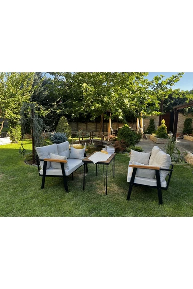 Kırlenta Erciyes 2 2 Masa Krem Bahçe Takımı Bahçe Mobilyası - Resim 2