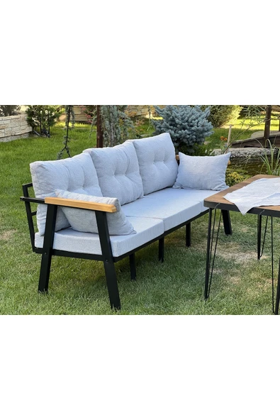 Kırlenta ERCİYES ÜÇLÜ KOLTUK GRİ BAHÇE TAKIMI BAHÇE MOBİLYASI ürün görseli 1