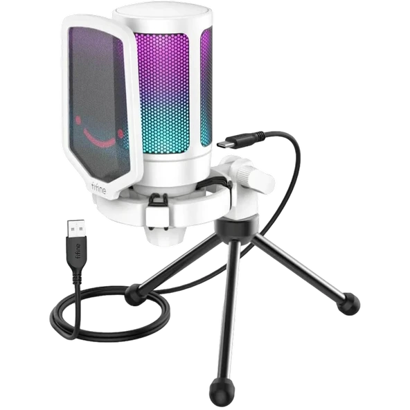 Fifine Ampligame A6VW RGB USB Beyaz Gaming Mikrofo ürün görseli 1