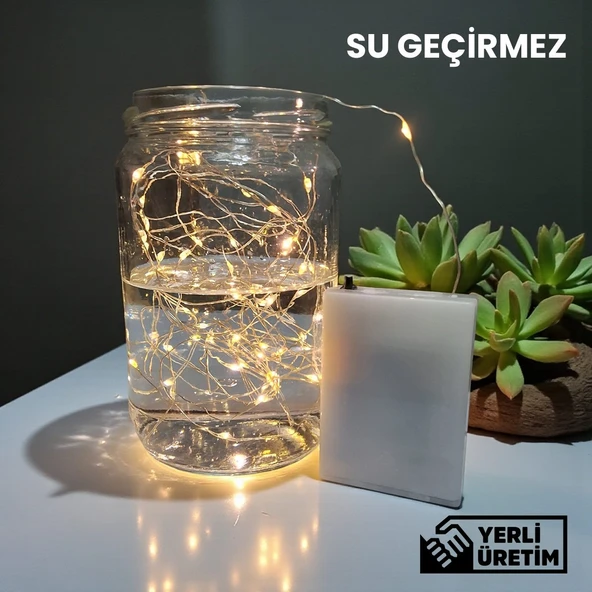 UpWay 5 Metre Su Geçirmez Günışığı 50 Led Işık - Pilli Dekoratif Aydınlatma - Resim 2