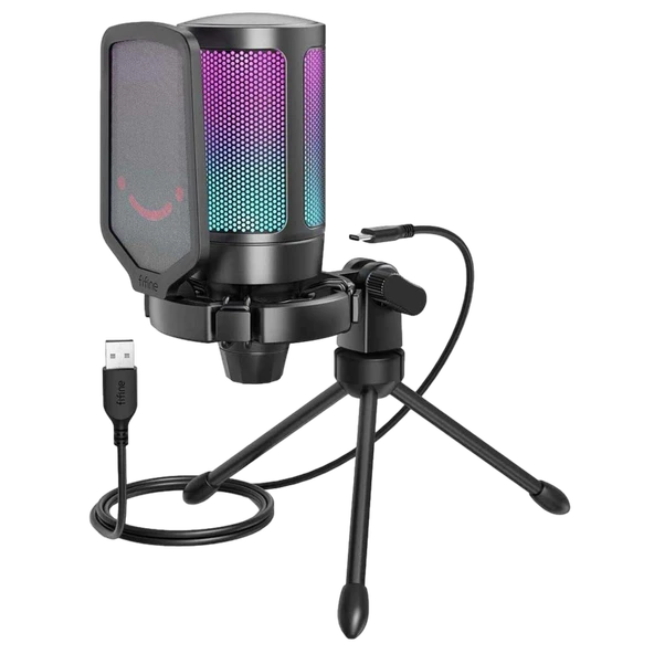 Fifine Ampligame A6V RGB USB Gaming Mikrofon A6V ürün görseli 1