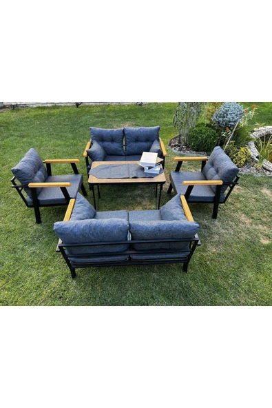 Kırlenta ERCİYES 2+2+1+1+MASA MAVİ (MİDHNİGHT) BAHÇE TAKIMI BAHÇE MOBİLYASI ürün görseli 1