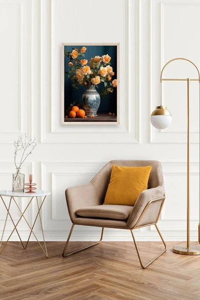 Çiçekli Vazo Ahşap Çerçeveli Tablo 30 x 42 - Resim 2