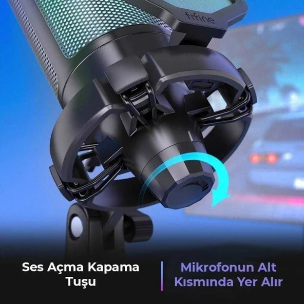 Fifine Ampligame A6VW RGB USB Beyaz Gaming Mikrofo - Resim 3