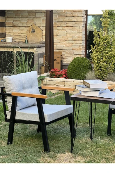 Kırlenta Erciyes 2 1 1 Masa Gri Bahçe Takımı Bahçe Mobilyası - Resim 5