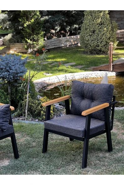 Kırlenta ERCİYES 2+1+1 ANTRASİT BAHÇE TAKIMI BAHÇE MOBİLYASI - Resim 2