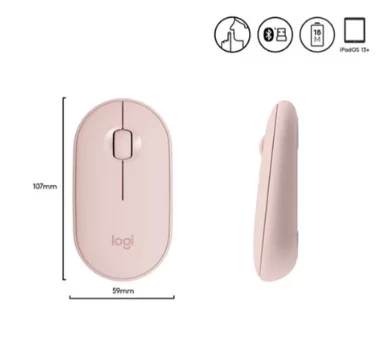 Logitech Pebble M350 910-005717 PEMBE Sessiz Optik Kablosuz Mouse - Resim 4